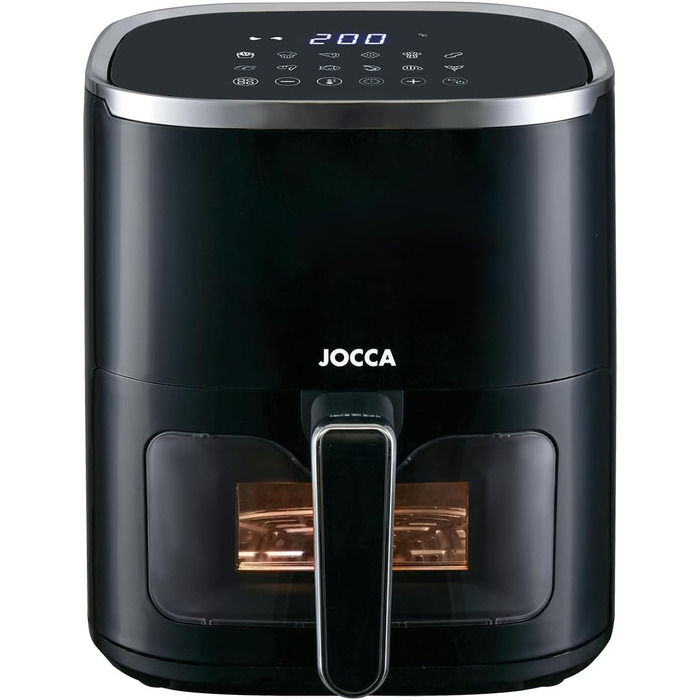 Аерофритюрниця JOCCA 5L 1450W з LED сенсорним екраном, регулюванням температури та функцією енергозбереження, чорна