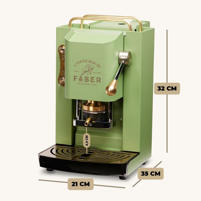 Кавомашина Faber Pro Deluxe з міді та вафельниці з Ese Paper 44 mm (Acid Green)