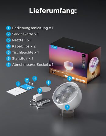 Світильник Govee 2-в-1: LED настільна лампа та настінний прожектор, RGBWW підсвітка, гнучка конструкція 360°