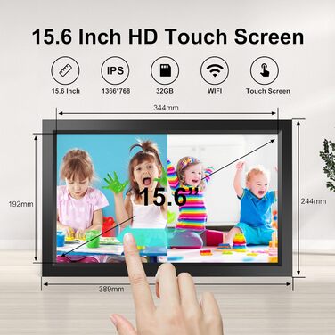 Frameo WiFi Цифровий фоторамка, 32GB, сенсорний екран, Smart Cloud, автоповорот, подарунок (15.6 дюйми)