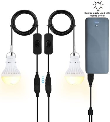 Набір Onite: 2 портативні LED кемпінгові лампи з USB, тепле світло для намету, кемпінгу, дачі, підвалу, майстерні, аварійного освітлення