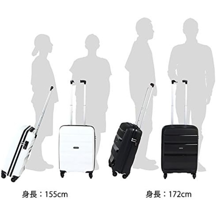 Дорожня валіза American Tourister Bon Air S 55 см, чорна, жорсткий пластиковий спінер, ручна поклажа, 31.5 л