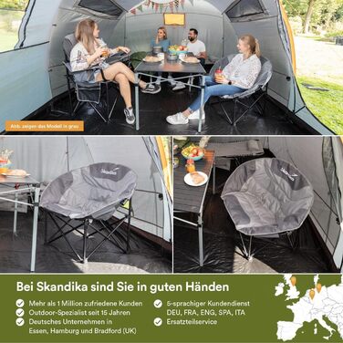 Кемпінгове крісло Skandika Sirkka Moonchair, м'яке, складане, з підстаканником, холодильним відділенням, ручкою для перенесення та сумкою, протиковзкі ніжки, до 150 кг, сіре