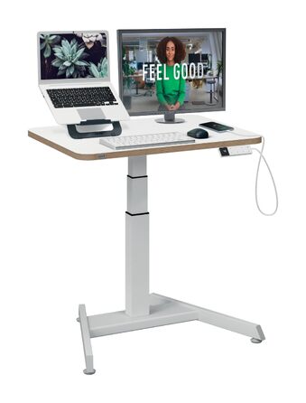Регульований стіл Leitz Ergo Compact 80x60 см, білий - електричний, для офісу та дому, до 80 кг, з нагадуванням про зміну положення