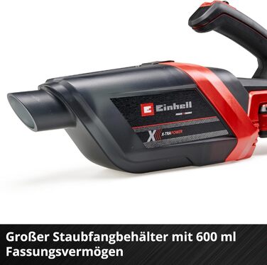 Акумуляторний ручний пилосос Einhell TE-HV 18/06 Li-Solo Power X-Change 18В, 72 мбар, насадки для щілин, меблів та підлоги, контейнер 0,6 л, без акумулятора і зарядного, нова модель
