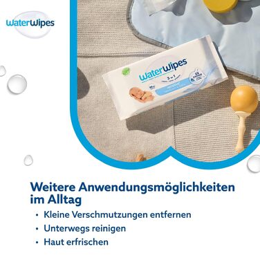 Дитячі вологі серветки WaterWipes Original, 99.9% води, гіпоалергенні, без віддушок, 1080 шт (18 пачок по 60 шт)