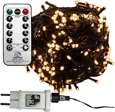 Гірлянда Gartenpirat 960 LED, тепле біле/бурштинове світло, для вулиці, 76 м, зелений кабель, таймер, пульт, режими, диммер