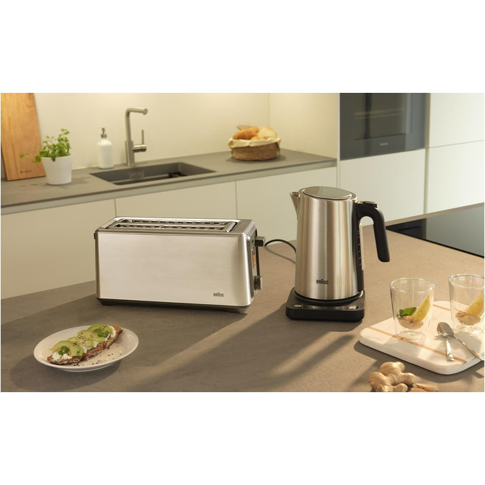 Тостер Braun PurShine HT 1610 BK, 2 слоти, 8 режимів підсмажування, розморожування, підігрів, решітка для булочок, чорний