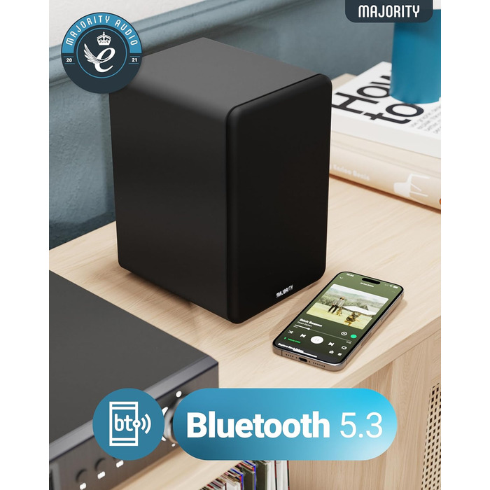 Активні моніторні колонки Majority D70X Bluetooth, 70 Вт, HDMI ARC, вуглецеві мембрани, з пультом керування (Чорний)