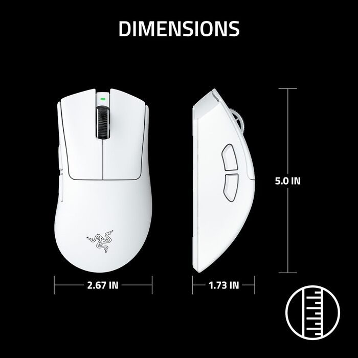 Ігрова бездротова миша Razer DeathAdder V4 Pro White: ергономічна, ультралегка (55г), 26K DPI, HyperSpeed, до 100 годин роботи