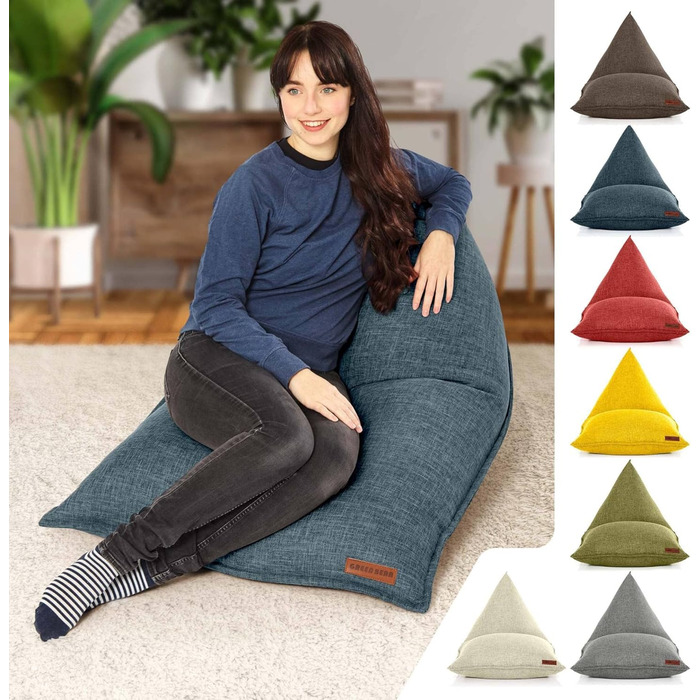 Сидіння-мішок Green Bean Трикутний 150x100x100 см, 220 л, блакитний, м'який, наповнювач EPS, знімний чохол, для дому, підлоги, XXL