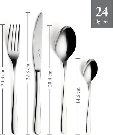 Набір столових приборів Villeroy & Boch New Fresh Basic на 6 осіб (24 предмети) з нержавіючої сталі, для посудомийної машини