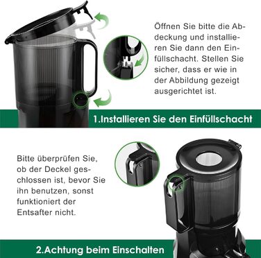Фреш-прес Fretta: повільний соковичавник 1л, BPA-free Tritan, 200W, чорний