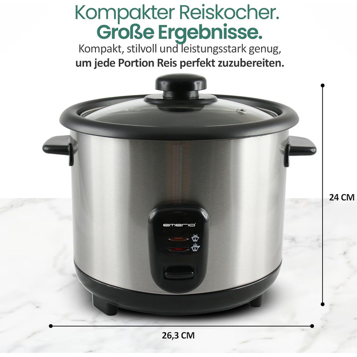 Рисівварка електрична Emerio RCE-110118.5 1.5л з антипригарним покриттям та функцією підігріву