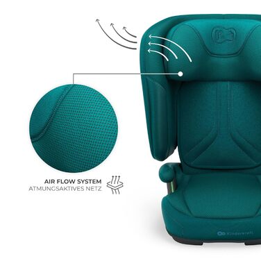 Автокрісло Kinderkraft UNITY 2 i-Size, 100-150 см, 3,5-12 років, регульована підголовник, AIR FLOW, 5 положень спинки, зелений