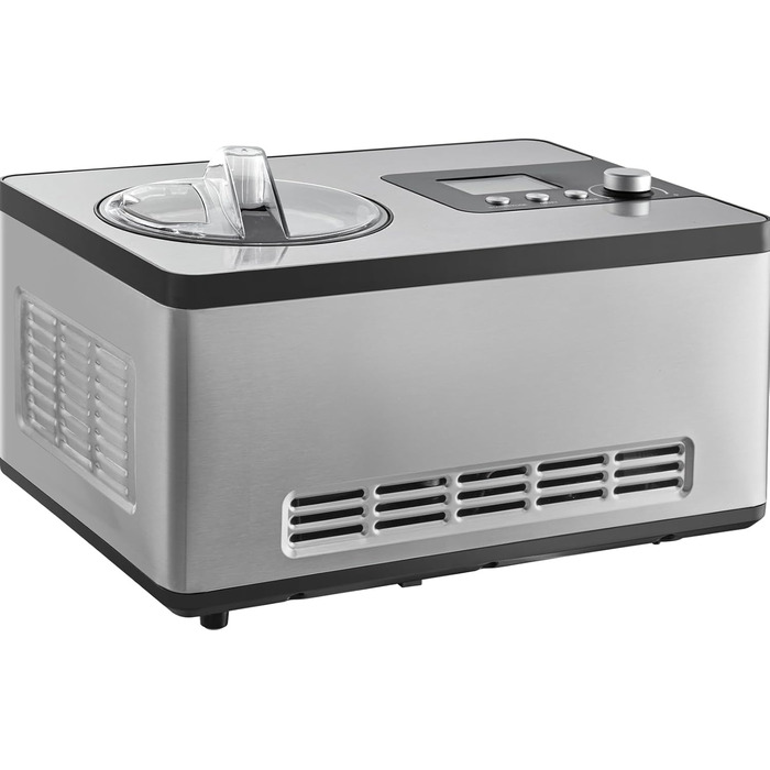 Електрична машина для приготування морозива VEVOR 2L, 180W - Морозиво, сорбет, йогурт, Gelato. Срібна, горизонтальна
