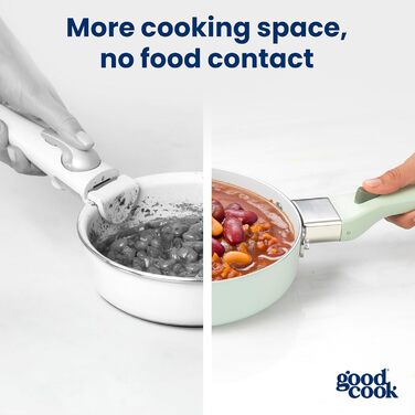 Набір посуду GoodCook Keramik 14 предметів з антипригарним покриттям, знімні ручки, для індукції та духовки, зелений шавлія