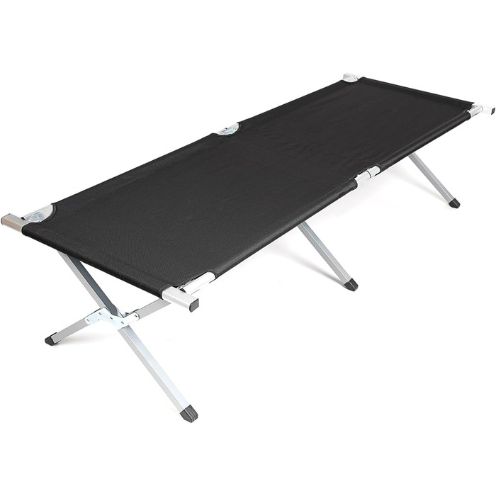 Розкладне польове ліжко XXL для кемпінгу, 190x64 см, чорне, з сумкою для перенесення, навантаження до 100 кг — складане ліжко для подорожей, гостьове, для риболовлі, фестивалів, туризму