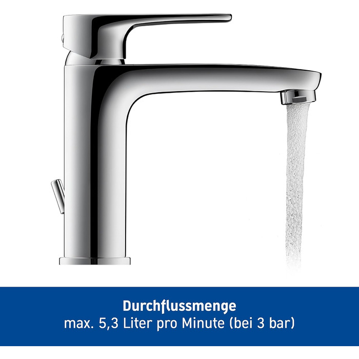 Змішувач для ванної кімнати Duravit B.1, висота виливу 110 мм, керамічна картридж, хром (з комплектом для зливу з тягою)