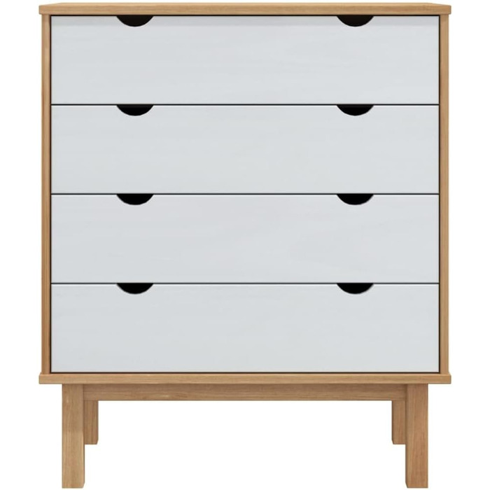 Комод з шухлядами vidaXL, масив сосни, коричнево-білий, 76,5x39,5x90 см – шафа для зберігання, тумба, скриня, sideboard