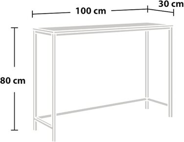 Консольний стіл Kronoby 80x100x30 см, індастріал, чорний/дерево, для передпокою, офісу, вітальні [en.casa]