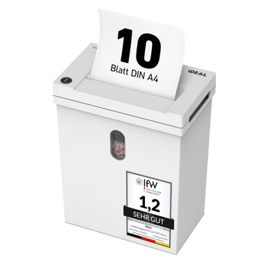Шредер IDEAL Shredcat 8100 CC P4 для офісу та дому: знищення документів (до 12 аркушів), подрібнення 5x30 мм, автоматичний старт/стоп, захист GDPR