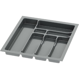 Лоток для столових приладів Sossai Divio, 43x49 см, 7 відділень, антрацит, для шухляд 50 см, обрізний, органайзер для кухні