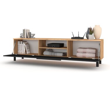 Підлогова ТВ-тумба Комод у вітальню з ручкою SIMPLY Craft, чорний матовий