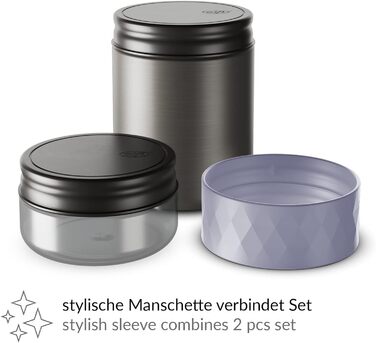 Термоконтейнер для їжі alfi ENDLESS FOOD MUG 500 мл, лаванда, з додатковим снек-потом, 3-в-1, із нержавіючої сталі, ізольований, не протікає, зберігає тепло до 5 годин, холод – до 10 годин, можна мити в посудомийній машині