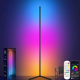 LED торшер у вітальню RGB кутовий, димується з пультом та додатком, синхронізація з музикою, DIY-режим, таймер - чорний