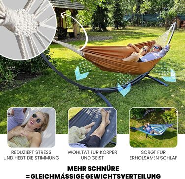 Гамак подвійний Potenza Outdoor з металевим каркасом для 2 осіб, бавовна, 220x160 см, до 200 кг, графіт