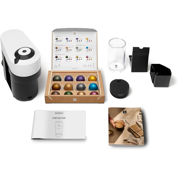 Кавомашина Nespresso Krups Vertuo Pop Coconut White 560 мл - автоматичне розпізнавання капсул, 4 розміри чашок