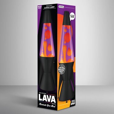 Лавова лампа LAVA® Evenfall Rocket 2391, жовтий віск, фіолетова рідина, декоративна основа у формі ракети, 37 см