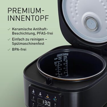 Рисівварка Panasonic SR-DA152WXE 1.5л (8 чашок) з функцією пароварки, чорна - Fuzzy Logic, BPA-free