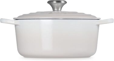 Чавунна каструля-брятер Le Creuset Signature з кришкою, 24 см, кругла, для всіх типів плит та індукції, 4,2 л, колір Meringue