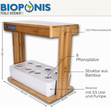Гідропонна система для вирощування овочів в приміщенні Bamboo 1, 8 місць для посадки