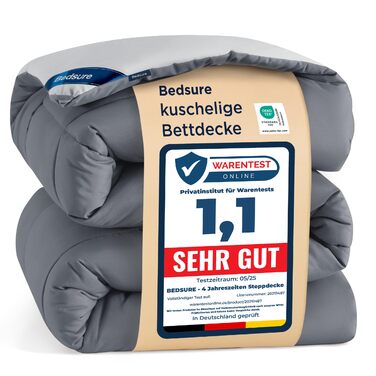 BEDSURE Ковдра постійна 135x200 см - Ковдра для всіх сезонів, 300 GSM, 135x200, сірий/світло-сірий, для алергіків