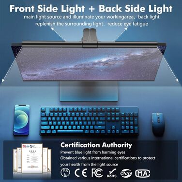 LED лампа для монітора OOWOLF 41 см, USB, антиблікова, регулювання яскравості та кольору, захист для очей, без мерехтіння, для комп'ютера, читання