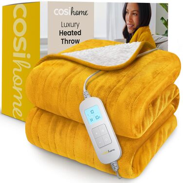 Електрична грілка-ковдра Cosi Home 180x130 см, фліс та шерпа, 10 рівнів підігріву, з автовимкненням та захистом від перегріву, сіра