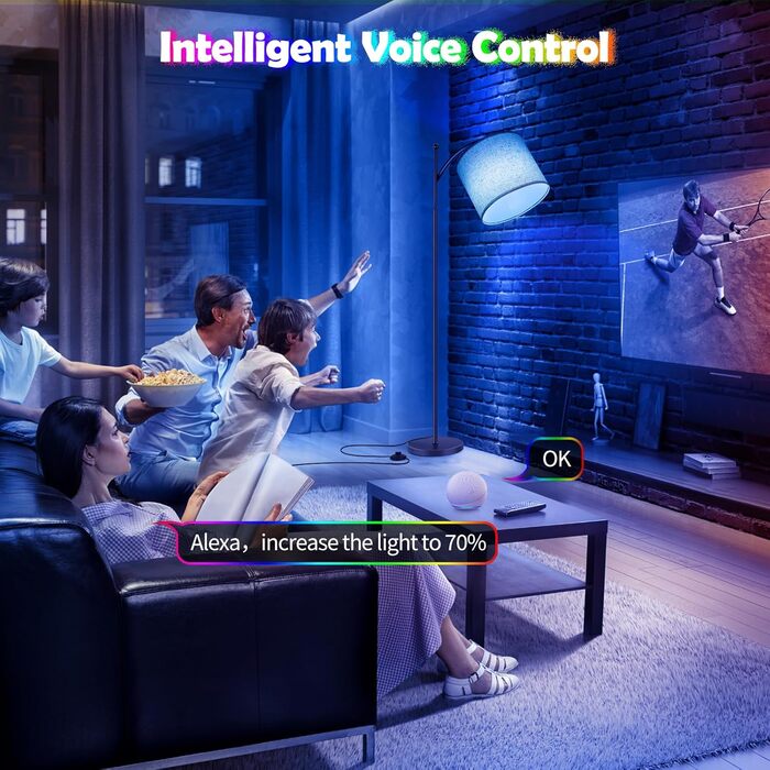 LED торшер Euakee для вітальні, WiFi RGBCW, диммований, сумісний з Alexa та Google Home, сучасна аркова лампа з додатком і пультом, 156 см, 9 Вт