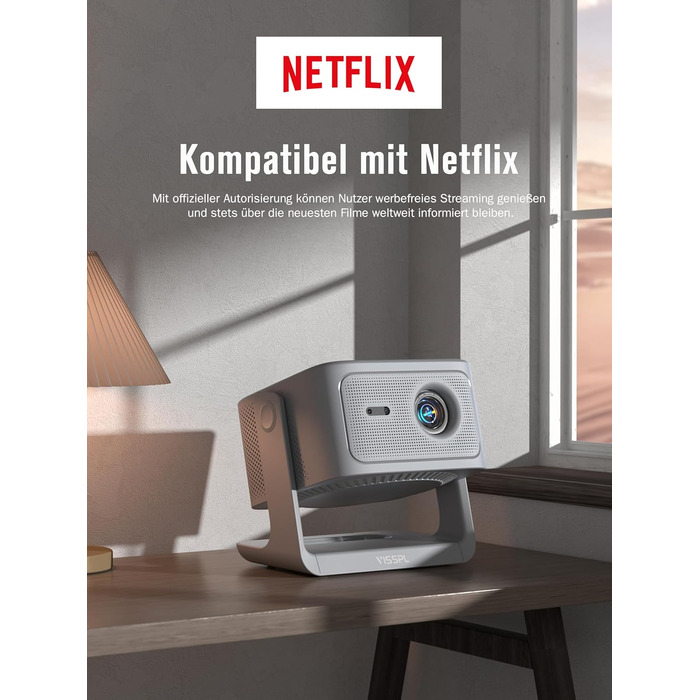 Смарт-проектор VISSPL 4K Home Cinema, 30000 Люмен, 3D Dolby Audio, Автофокус, WiFi 6, Bluetooth, 360° підставка, сірий