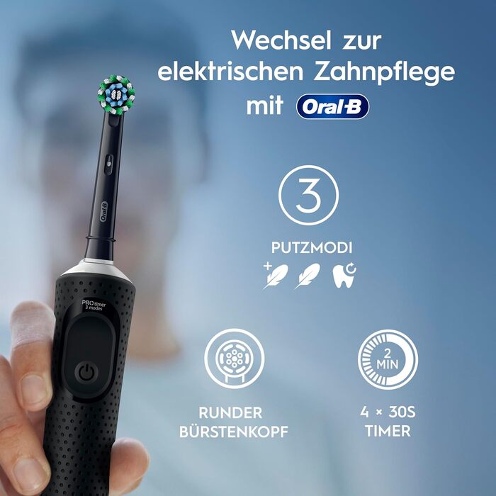 Електрична зубна щітка Oral-B Vitality Pro з 3 режимами чищення та насадкою Protect X Clean, чорна