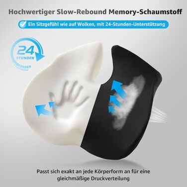 Ортопедична подушка для сидіння BRO Extra з охолоджуючим Ice Silk чохлом, піна Memory Foam, для офісного крісла, авто та інвалідного візка. Зняття навантаження з куприка.