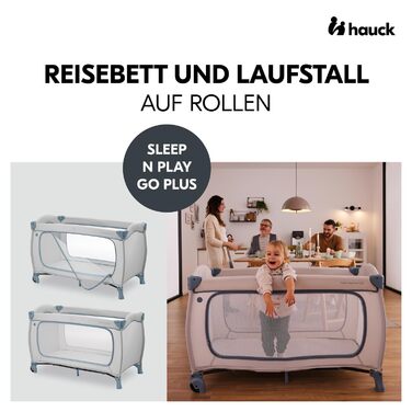 Дитяче дорожнє ліжечко Hauck Sleep N Play Go Plus з сумкою для транспортування, великим входом для ігор, компактне складання, для немовлят і малюків від народження до 15 кг, колір Dusty Blue, без матраца