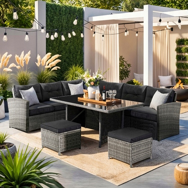 Комплект садових меблів із техноротанга MEBEL ELITE, сірий, 4 предмети