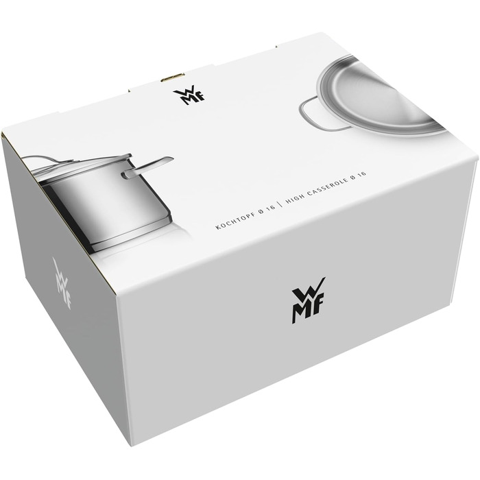 Каструля WMF Provence Plus 16 см зі скляною кришкою, 2 л, сталь Cromargan, для індукційних плит та духової шафи