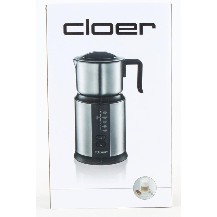 Індукційний спінювач молока Cloer XL800, 600 мл, для капучино, гарячий шоколад, електронне керування, 500 Вт, магнітна спіраль, сталевий глечик, підходить для посудомийки