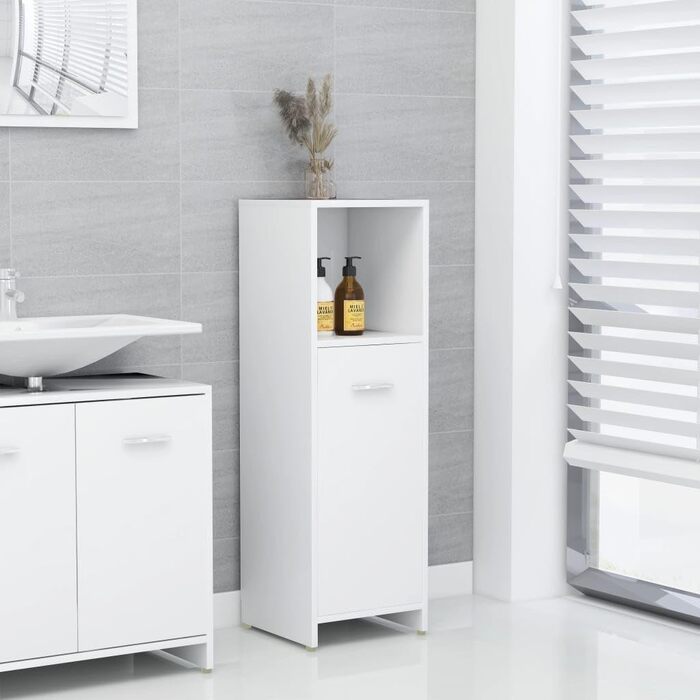 Шафа для ванної vidaXL, 3 відділення, 1 дверцята, білий, 30x30x95 см, ДСП