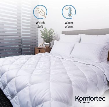 Зимова ковдра Komfortec 135x200 см, тепла гіпоалергенна ковдра для зими, щільність 440 г/м², біла