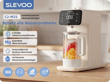 Система зворотного осмосу для питної води Osmoseanlage 6-ступенева, фільтр від нітратів та PFAS, бак 4л, скляний глечик для лужного води 1.2л, тепла біла